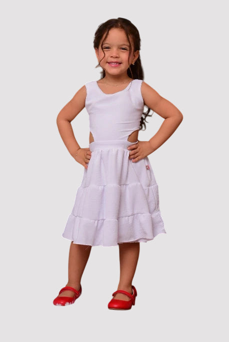 Vestido Infantil Mirabela Branco com Forro - SEM TROCA OU DEVOLUÇÃO