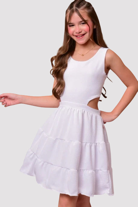 Vestido Infantil Mirabela Branco com Forro - SEM TROCA OU DEVOLUÇÃO