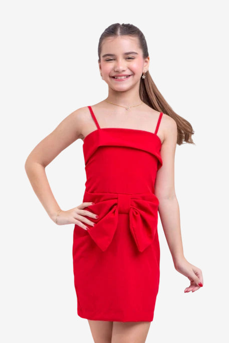 Vestido Infantil Max Laço Vermelho - SEM TROCA OU DEVOLUÇÃO