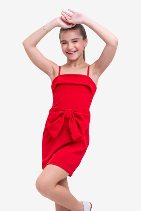 Vestido Infantil Max Laço Vermelho - SEM TROCA OU DEVOLUÇÃO